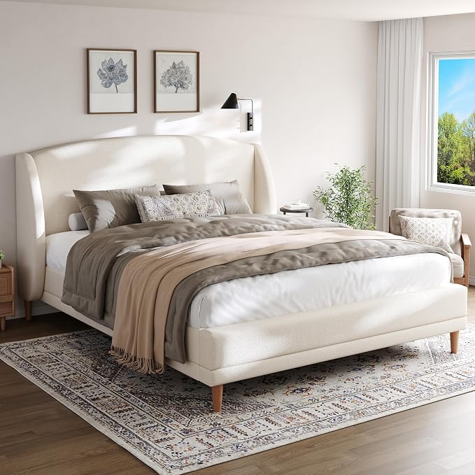 Christopher Knight Home Hazel King Size Bed Frame, Upholstered Platform Bed - Image 4