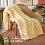 Bedsure Soft Throw Blanket for Couch Decor Gifts Custard Yellow 50"x60" | - Image 3
