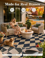 Lahome Checkered Easy Jute 5x7 Area Rugs, Washable Outdoor Patio Rug - Image 3