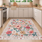 DUKINO 4x5 Area Rug for Entryway, Soft Floral Washable Rug Non Slip, - Image 4