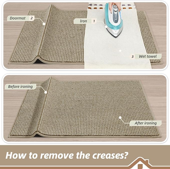 BEQHAUSE Dirt Trapper Door Mat 32" x 48", Non-Slip Washable, Light Beige | - Image 9