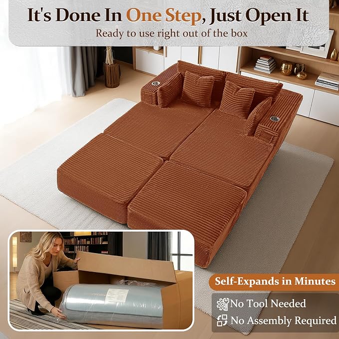 72" Cloud Sectional Couch, Comfort Sleep Sofa - Image 3