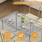 VECELO Dining Table Set for 4, 5-Piece Glass Kitchen Table - Image 3