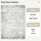 Soalmost 10x14 Area Rugs for Living Room Washable Rug Non-Slip Blue/Ivory | - Image 4
