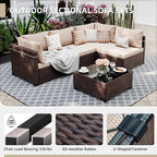 UPHA 5 Pieces Patio Furniture Sets, Wicker Outdoor Sectional Sofa Couch - Image 3