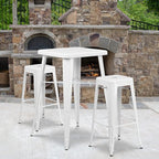 Flash Furniture Lily 4 Pack Commercial Grade 30" High Backless White Metal - Image 2