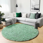 Sage Green Round Area Rugs 6ft, Fluffy Soft Bedroom Circle Rug - Image 4
