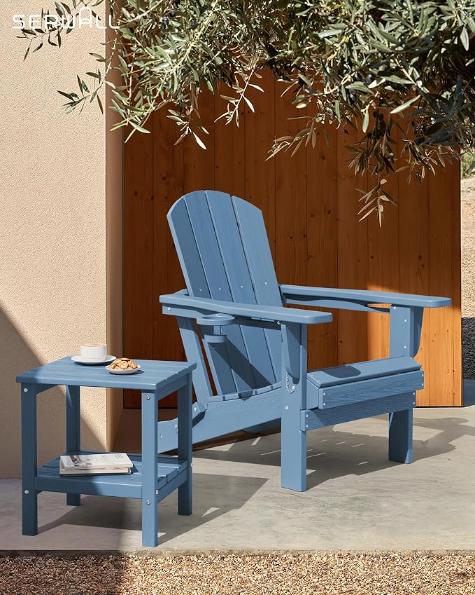 SERWALL 2-Tier HDPE Outdoor Side Table, Weatherproof Rectangular Adirondack - Image 2