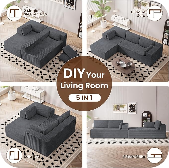 106" Cloud Sectional Boneless Couches - Image 7