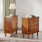 Solid Wood Sunburst End Table, No Assembly Required 2 Drawers Sofa Side Table - Image 8
