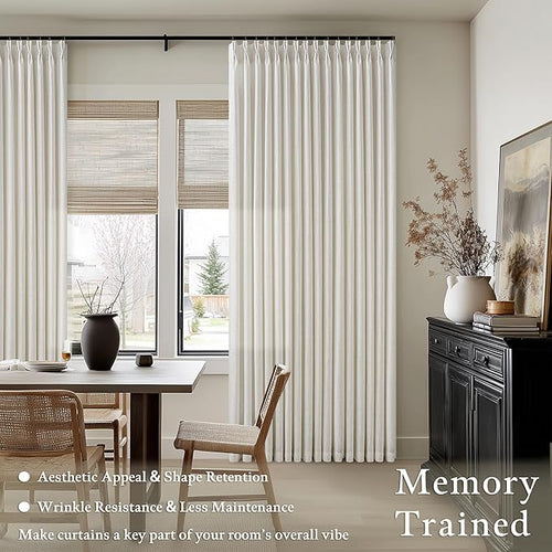 100 Inch Light Filtering Pinch Pleated Flax Linen Curtains 50 Inch Wide | Pleat - Image 2