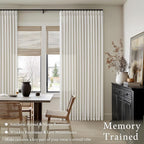Semi Sheer Linen Pinch Pleated Boho Curtains 102 Inches Long Natural Cream | - Image 2