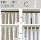 Extra Wide 92 Inch Pinch Pleat Linen 100% Blackout Curtains Natural 1 Panel | 2 - Image 5