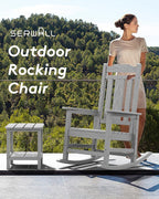 SERWALL Oversized Rocking Chair Outdoor, HDPE Outdoor Rocking Chair, Space Gray - Image 7