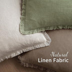 MIULEE Linen Fringe Decorative Fall Throw Pillow Covers Cocoa Brown 18x18 | Set - Image 4