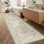 Madane Hallway Runner Rug 2'6''x10' Kitchen Runners Vintage, Ivory/Brown | - Image 3