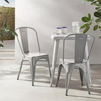 Amazon Basics Metal Dining Chairs, Indoor/Outdoor, 330-Pound Capacity, Dark Gray - Image 2
