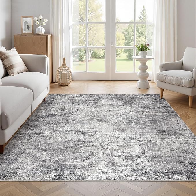 UERMEI Square Area Rugs : Washable 6x6 Neutral Modern Abstract Carpet - Image 5