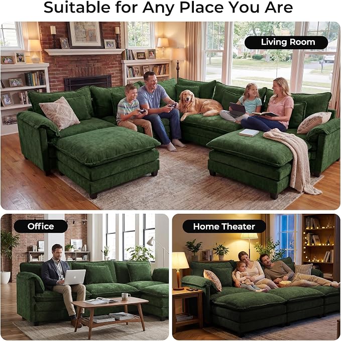 ELUCHANG 114" Oversized V-Shaped Cloud Couch Modular Sectional Sofa - Image 3