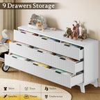 BORNOON 63" Long Dresser for Bedroom, 9-Drawer Fluted Dresser, Extra-Wide Wood - Image 6