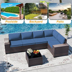 Outdoor Patio Furniture Set, 6 Pieces Outdoor Sectional Furniture High Backrest - Image 9