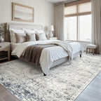 Soalmost 10x12 Area Rugs for Living Room Washable Rug Non-Slip Blue/Ivory | - Image 3
