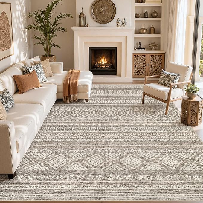 cotiled Boho 12x15 Area Rug for Living Room: Large Moroccan Washable Rug | by COTILED