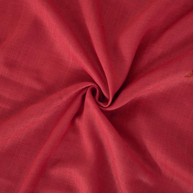 BGment Red Linen Cafe Curtains 36 Inch Length, Small Half Drapes Semi Sheer - Image 9
