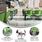 Flash Furniture HERCULES -5 Pack 880 lb. Capacity Green Plastic Stack Chair | - Image 4