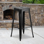 Flash Furniture Kai Commercial Grade 4 Pack 30" High Backless Distressed Black - Image 2