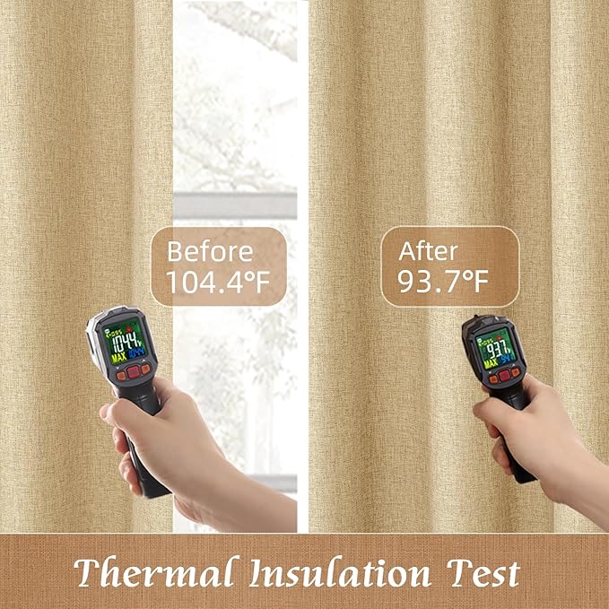 72 Inch Natural 100% Blackout Linen Curtains - Image 5