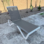 PURPLE LEAF Patio Chaise Lounge Chair Outside Aluminum Plastic Stackable by PURPLELEAF