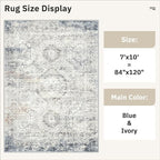 Soalmost 7x10 Area Rug for Living Room Washable Rugs Non-Slip Blue/Ivory | - Image 5