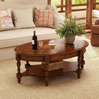 PADMA HOUSE Traditional Wood Oval Coffee Table by PADMAHOUSE