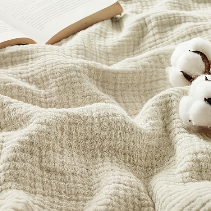 Bedsure 100% Cotton Muslin Blanket King Size by Unknown