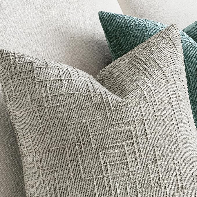 MIULEE Chenille Textured Throw Pillow Covers Light Brown 20x20 Set of 2 | - Image 4