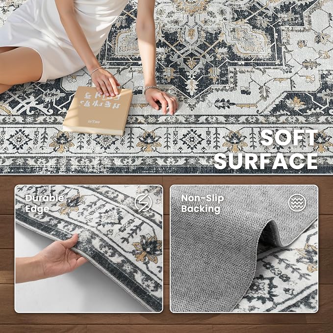 5x7 Area Rugs for Living Room, Large Washable Rug, Dining Room, Low Pile - Image 6