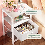 Huuger Night Stand with Fabric Drawer, Side Table with Mesh Shelf, Bedroom - Image 5