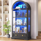 Black Curio Cabinet with Glass Doors, 4-Tier Display Case by CraftYourIdealHomeLife