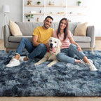 6x9 Large Tie-Dyed Blue and Grey Fluffy Area Rug Non-Slip - Image 2