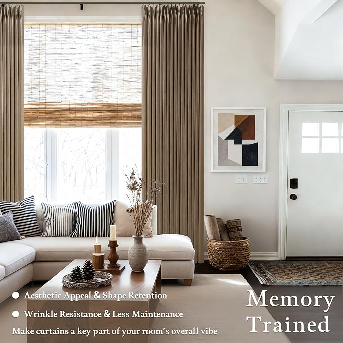 100 Inch Linen Pleated Dutch Cocoa Light Filtering Sheer Curtains | Pinch Pleat - Image 6