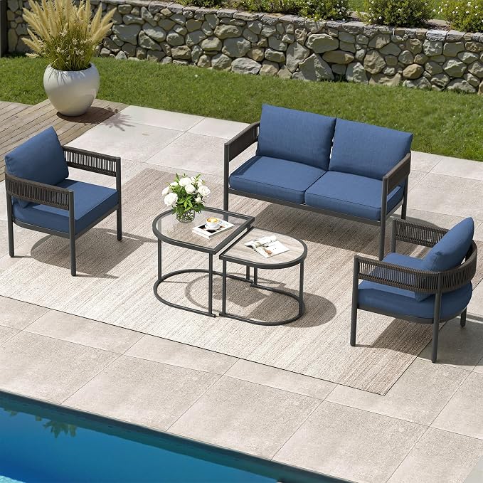 Grand patio 5-Piece Outdoor Furniture Set, 4 Seats Wicker Sofa Conversation Set - Image 8