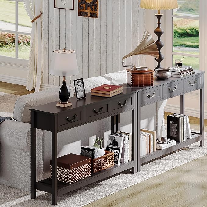 ChooChoo Console Table with 3 Drawers, Rustic Entryway Table, Narrow Long Sofa - Image 4