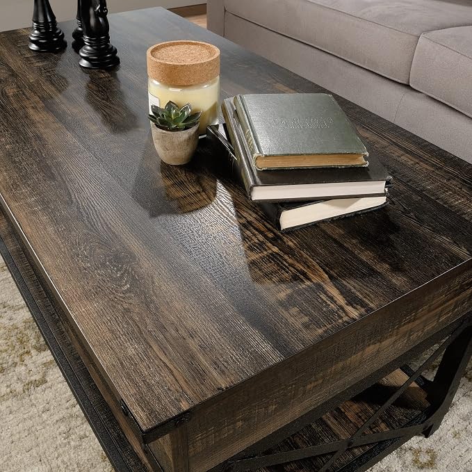 Industrial Lift Top Coffee Table 41 in, Wood Living Room Table - Image 7