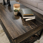 Industrial Lift Top Coffee Table 41 in, Wood Living Room Table - Image 7