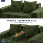 MAXYOYO Loveseat Sofa Bed, Striped Faux Fur Foldable Floor Sofa Couch in A Box - Image 6