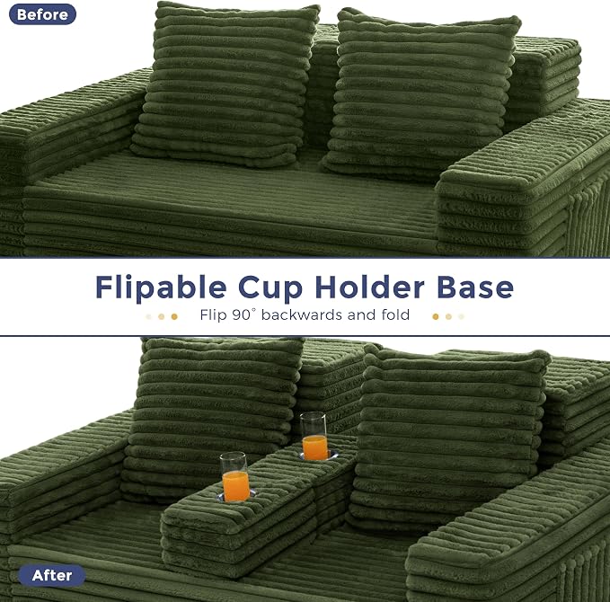 MAXYOYO Loveseat Sofa Bed, Striped Faux Fur Foldable Floor Sofa Couch in A Box - Image 6