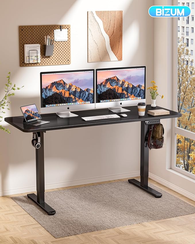 BIZUM Electric Standing Desk 60 x 24 Inch Computer Desk-Gaming Desk Black Home - Image 2