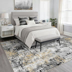 LOONGRUG 7x9 Area Rug Washable Large Neutral Modern Living Room Rugs | Abstract - Image 3