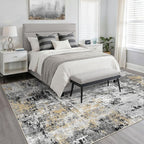 LOONGRUG 6x8 Area Rug Washable Neutral Modern Living Room Rugs Black Gold | - Image 3